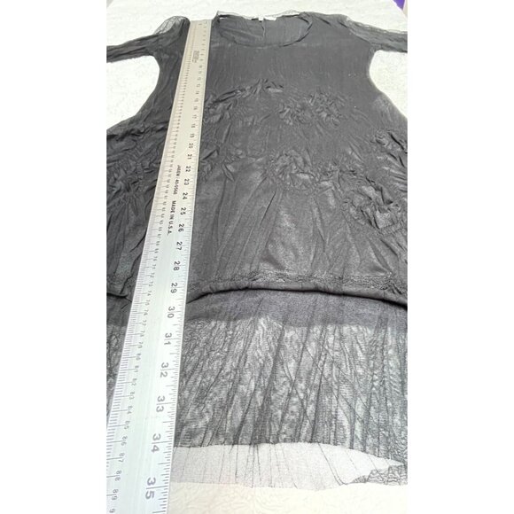 Sun Light Volga Womens Scoop Neck Crinkle Pleated Mini Dress Size 3 Black Ruffle - Picture 5 of 8